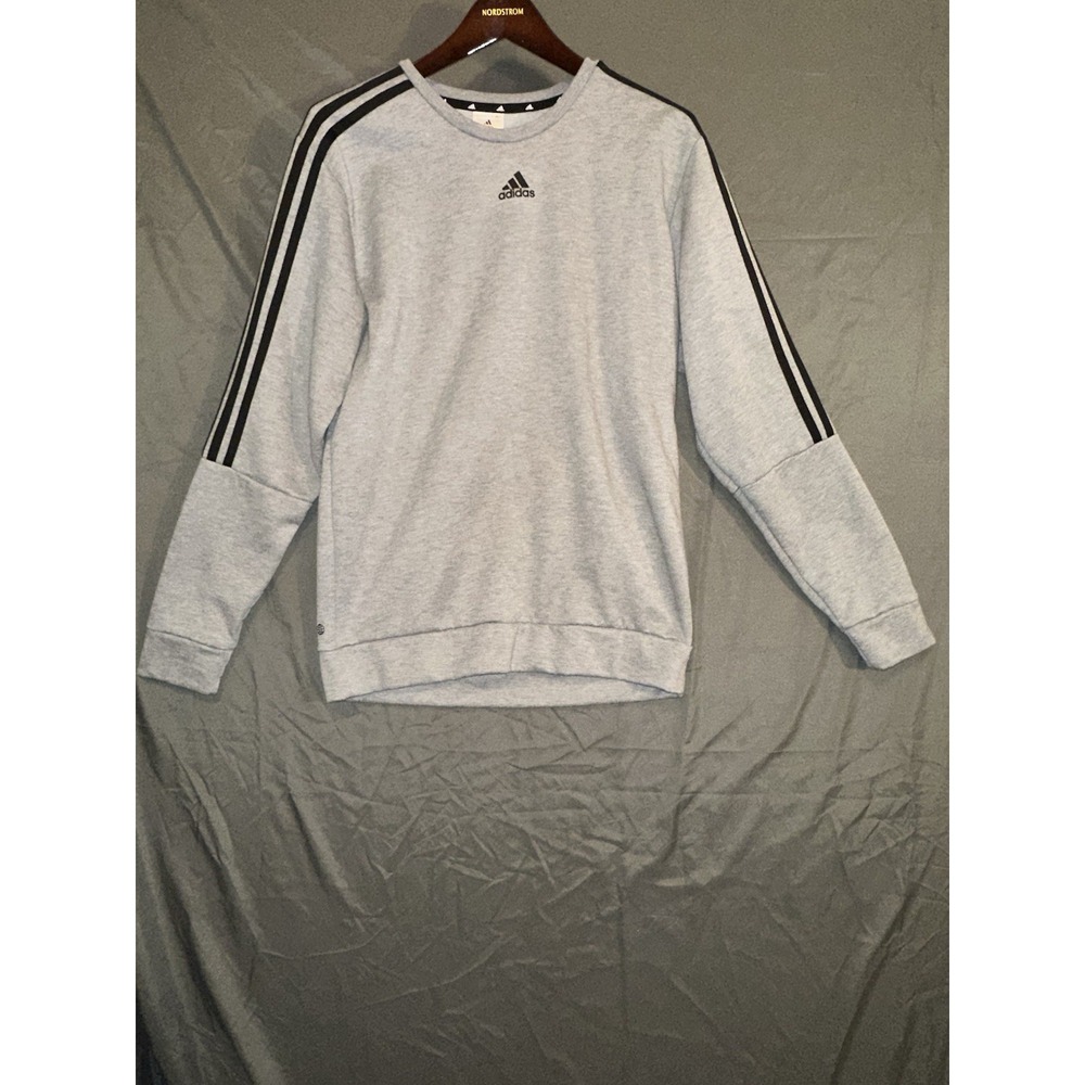 adidas Light Gray Crewneck Sweatshirt with Black Stripes